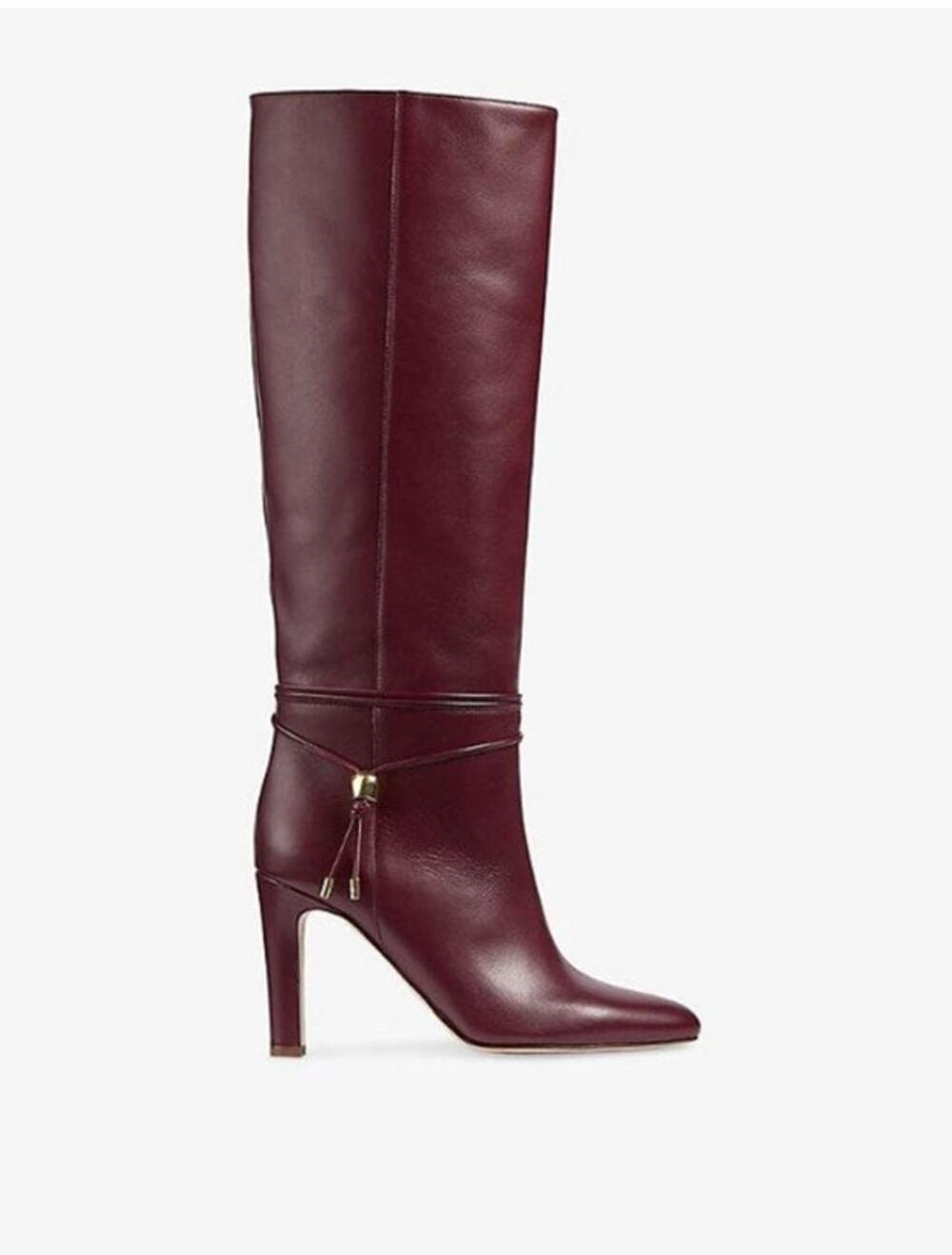 LK Bennett Loretta Leather Knee-High Boot Burgundy - Women's Size EU 39/US 8.5